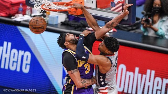 百家乐APP-惨遭八村垒血腥隔扣！浓眉末节打5号位强行挽尊